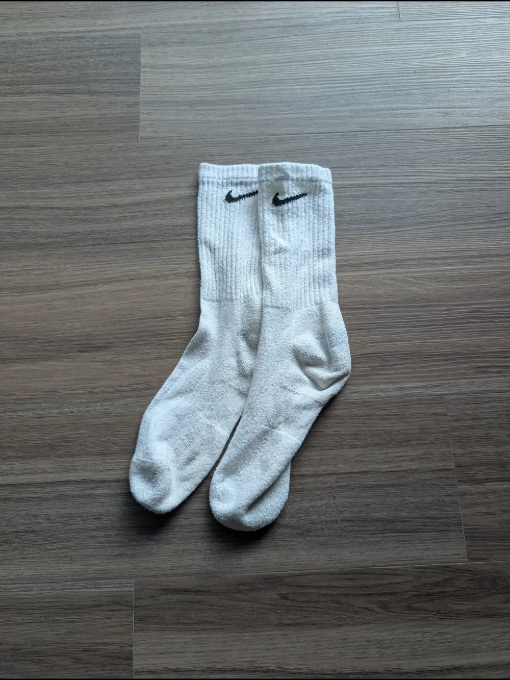 Nike White Crew Socks with Black Swoosh - Men